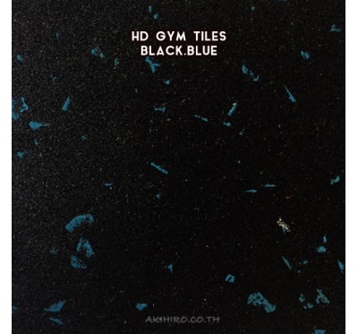 RUBBER FITNESS FLOORING HD GYM TILES (แผ่นยางกันกระแทกฟิตเนส รุ่น HD GYM) BLACK DOT BLUE SIZE 50x50x2.5CM WEIGHT 5KG 1Y.